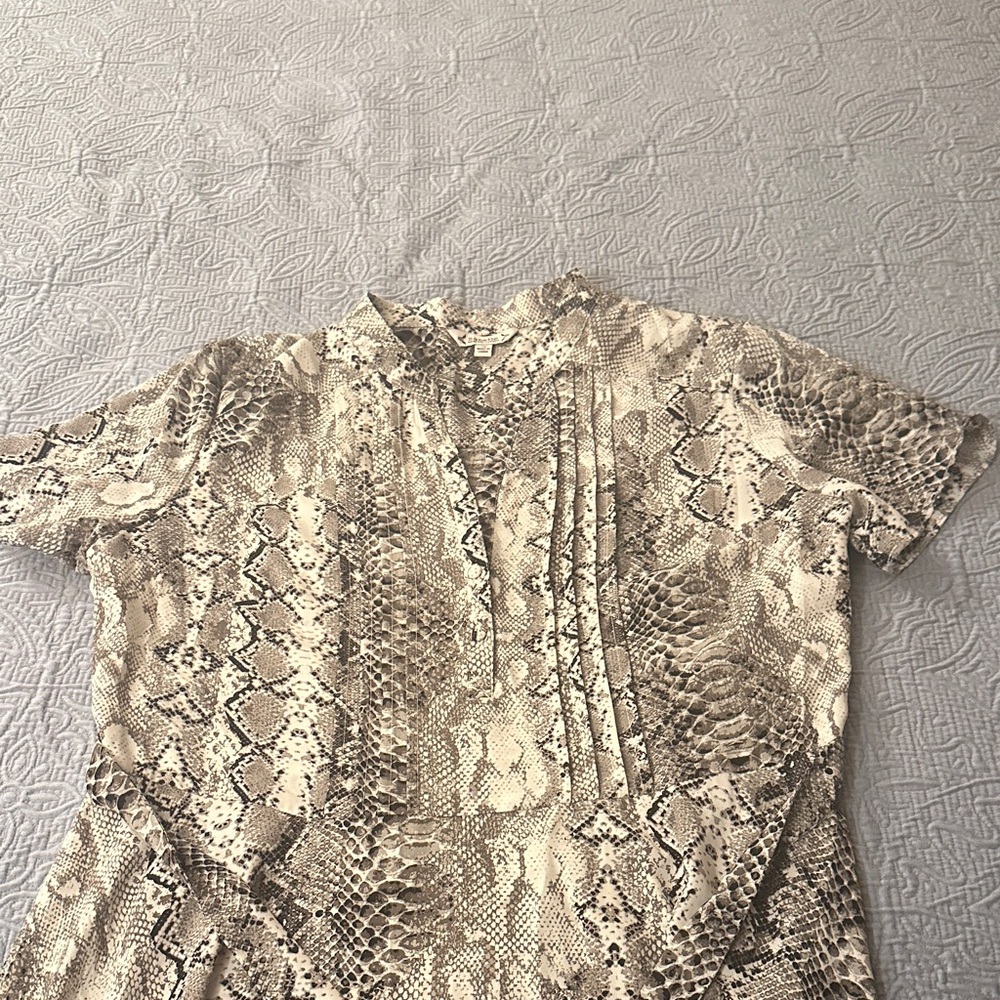 Nanette Lepore. Short sleeved snakeskin print dress.